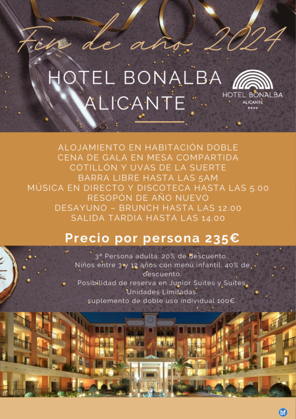 Nochevieja en Hotel Bonalba Alicante desde 1 noche.