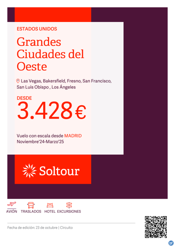 Circuito Grandes Ciudades del Oeste (Estados Unidos) desde 3.428 € , salidas de Noviembre a Marzo desde Madrid