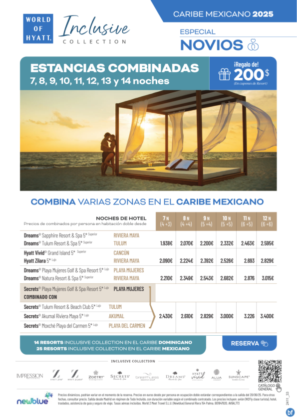 Estancias Combinadas en el Caribe Mexicano. Dos vacaciones en una. De 7 a 12 noches Desde 1.938 € 