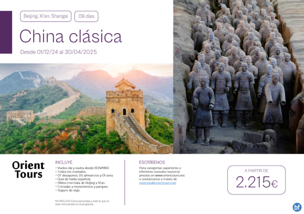 China. Tour China clásica 09 días con vuelos desde Bcn y Mad