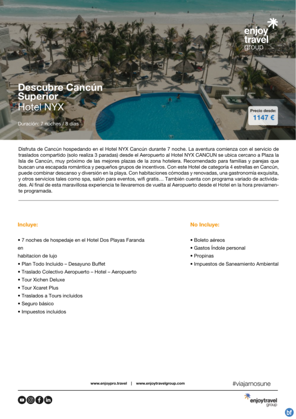 Descubre Cancún Superior - Hotel NYX desde 1.147 € 