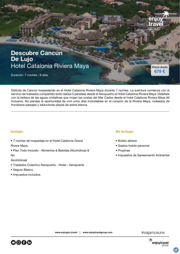 Descubre Cancún de Lujo - Hotel Catalonia Riviera Maya desde 679 € 