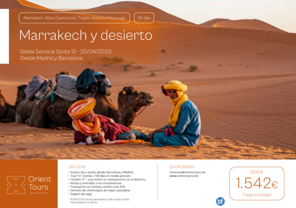 Circuito Marrakech y desierto. Especial Semana Santa 2025 desde Bcn y Mad