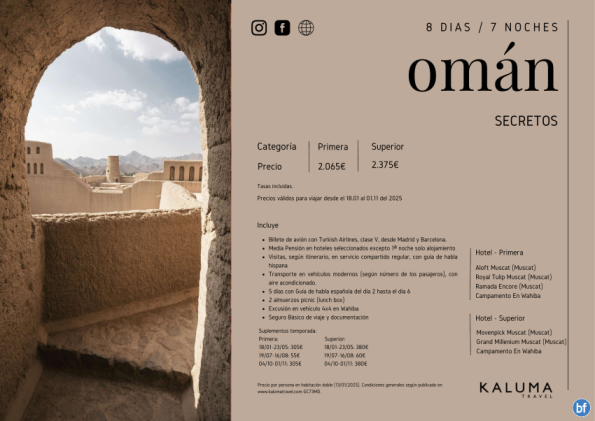 Secretos de Omán 7 noches - Salidas Garantizadas hasta Noviembre desde 2.065 € 