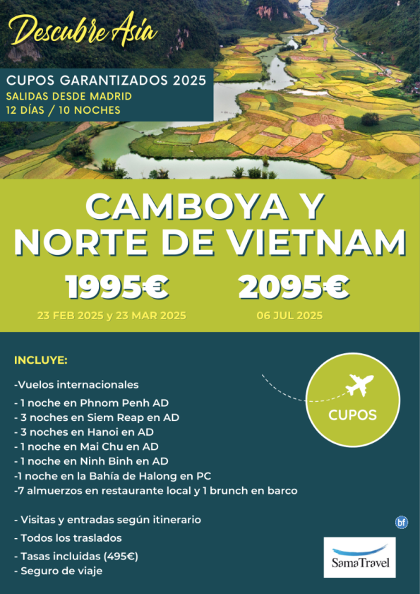 Camboya y Norte de Vietnam: Circuito 12 días (23FEB-31OCT) *Desde 1995 € * [Cupos y precio garantizados]