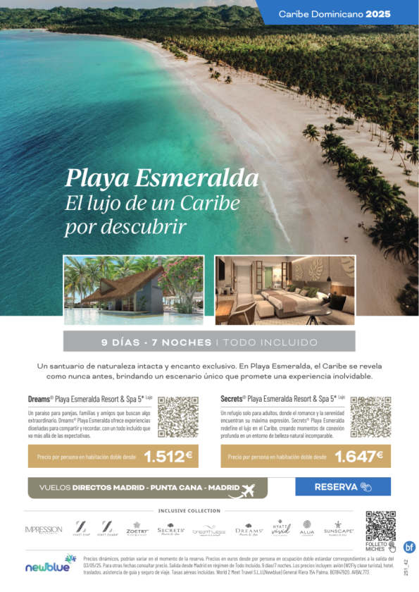 Nuevo Destino Playa Esmeralda, Miches (REP.DOM) y nuevos Hoteles Hyatt Inclusive Collection