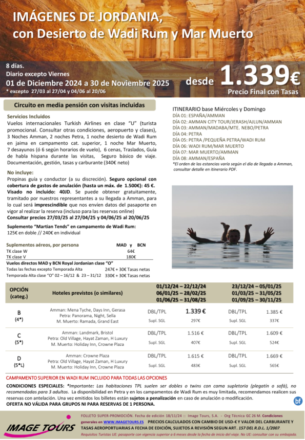 Imágenes de JORDANIA 8 días, con Amman, Petra, W. Rum y Mar muerto, desde 1.339 € Hasta diciembre 2025