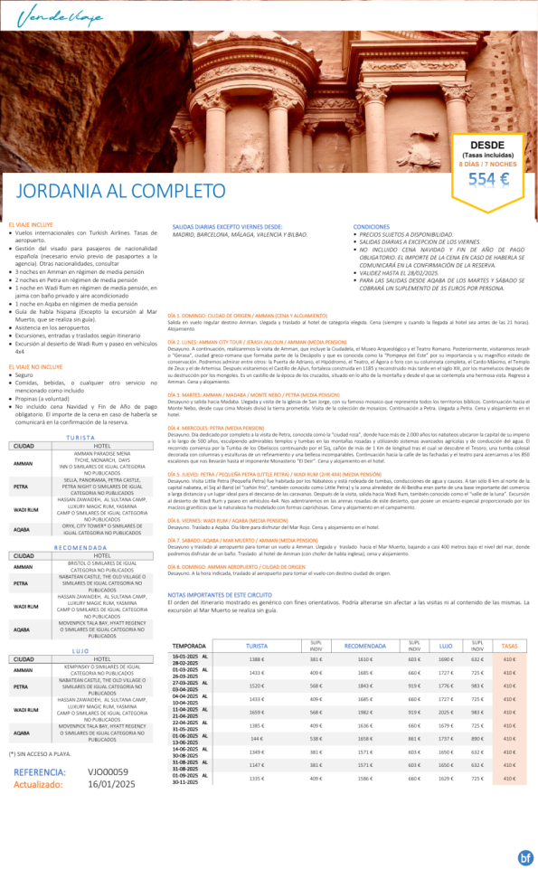 JORDANIA al Completo - Viaje a Jordania con vuelos y todas las visitas desde 554 € 