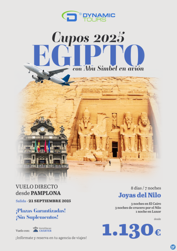 EGIPTO ? Vuelo directo desde Pamplona?Joyas del Nilo??con Abu Simbel en avión?? desde 1.130 € 