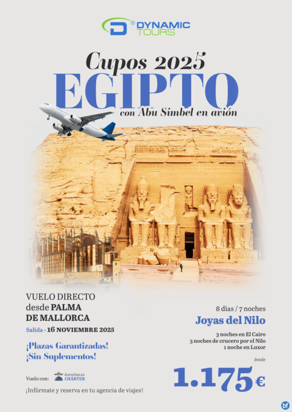 EGIPTO ? Vuelo directo desde Palma de Mallorca?Joyas del Nilo??con Abu Simbel en avión?? desde 1.175 € 