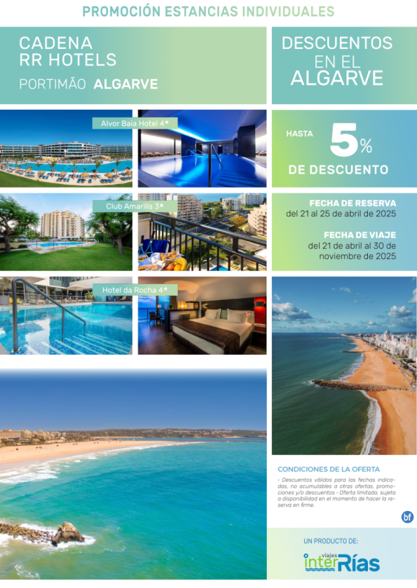 Descuento en el Algarve Cadena RR Hotels (Portimão - Algarve).- Hoteles para Individuales