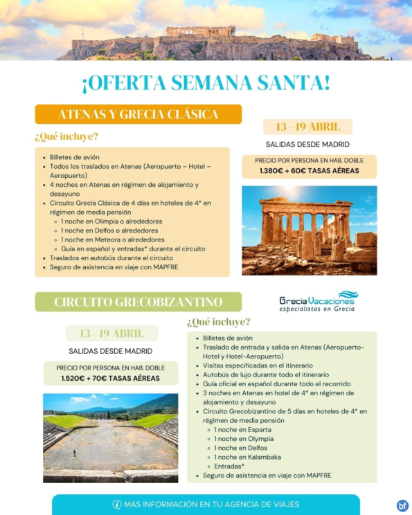 Oferta Semana Santa Grecia - Atenas y circuito Grecia Clásica