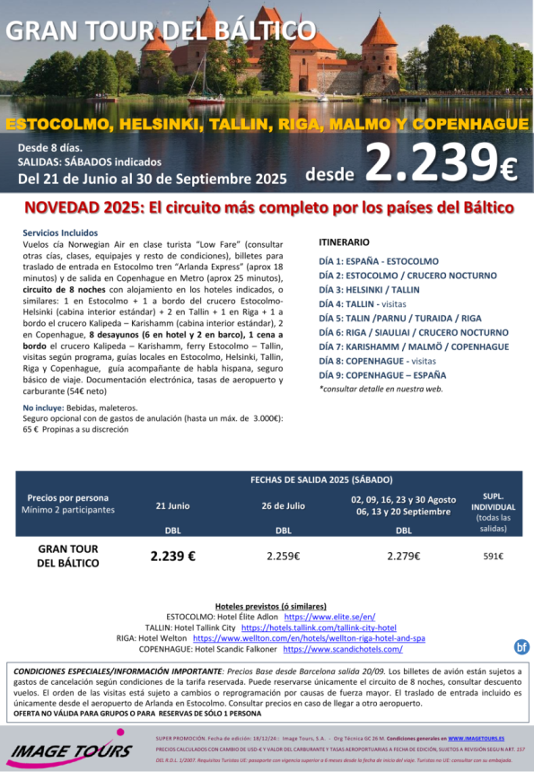 Gran Tour del BÁLTICO: Suecia, Finlandia, Estonia, Letonia y Dinamarca. 9 días desde 2.239 € 