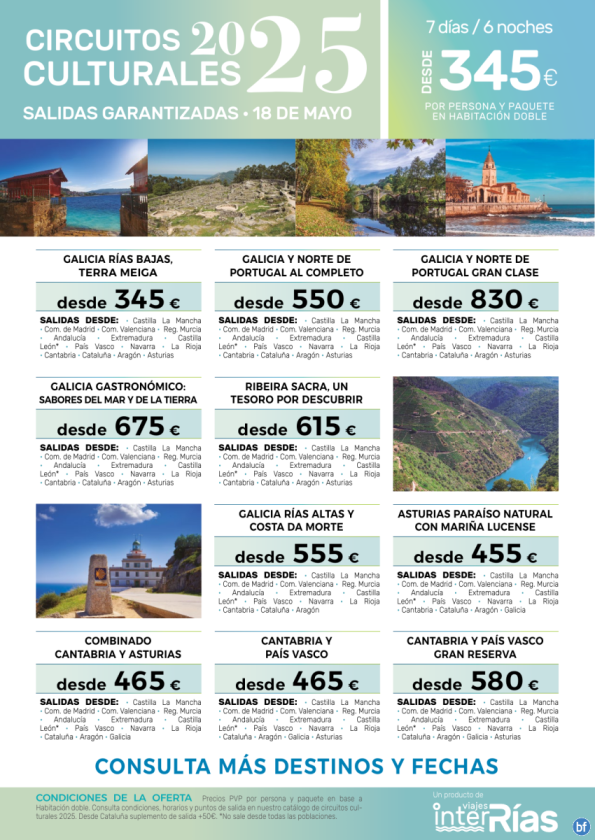 Resumen Circuitos Culturales-> Salidas 18 de Mayo.- Viajes InterRías
