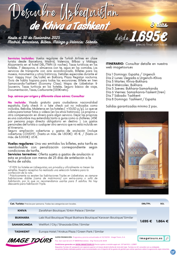 Descubre Uzbekistán, de Khiva a Tashkent, 8 días con precios hasta noviembre 2025 desde 1695 € 