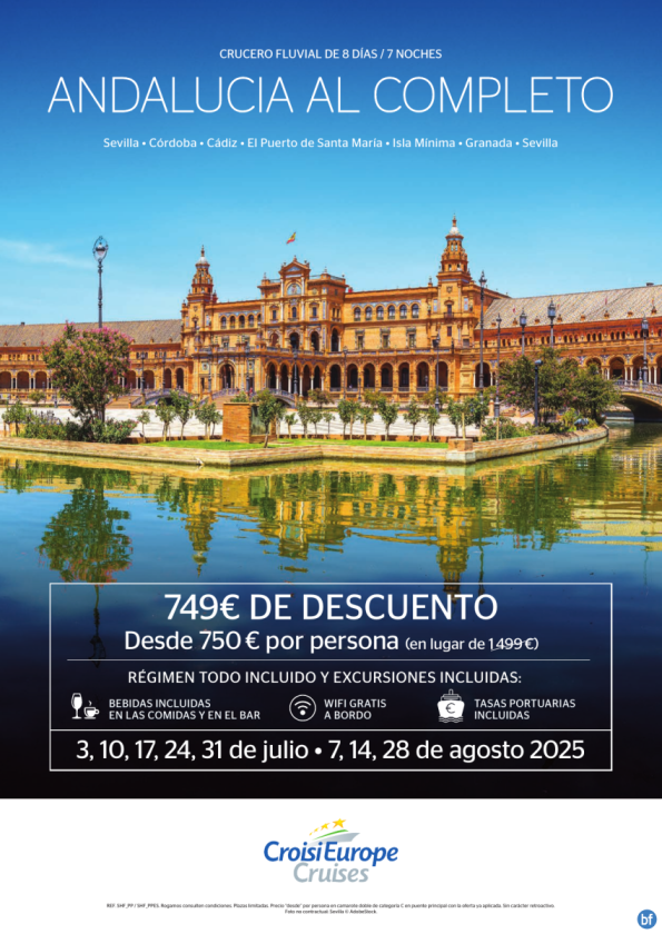 HASTA 2X1 + Excursiones - crucero fluvial Andalucía al completo - 8 días - rég. Todo Incluido - julio y agosto
