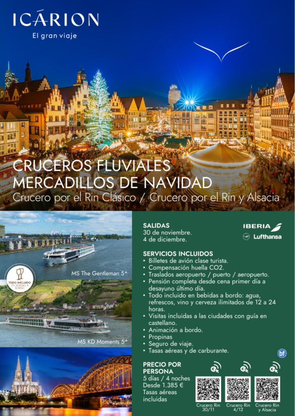 Cruceros fluviales mercadillos de Navidad. Crucero por el Rin Clásico / Crucero por el Rin y Alsacia