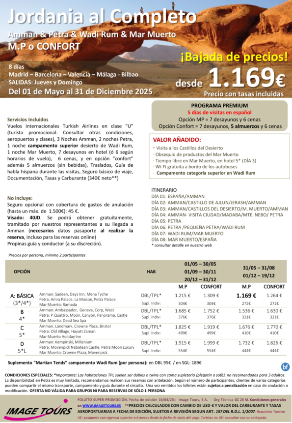 Jordania al Completo 8d PREMIUM: Amman, Petra, W Rum y Mar Muerto, con 5 días de visitas! desde 1.169 € 
