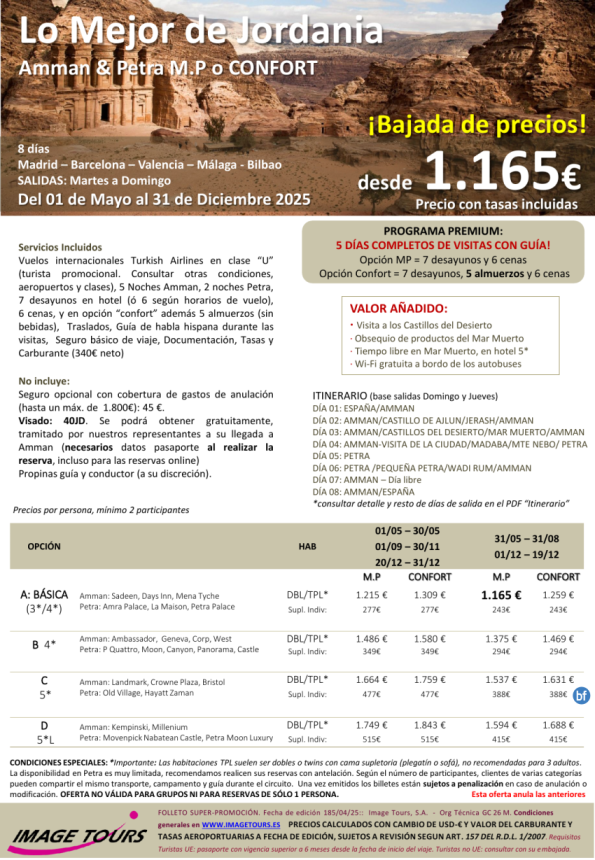Lo Mejor de Jordania 8d PREMIUM: Amman y Petra, desde 1.165 € con 5 días de visitas! Hasta Diciembre 2025