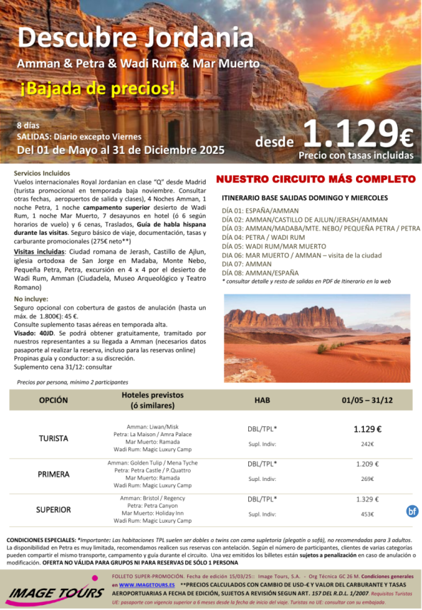 Descubre Jordania *OFERTÓN* circuito 8 días con Amman, Mar Muerto, Petra y Wadi Rum, desde 1.129 € 
