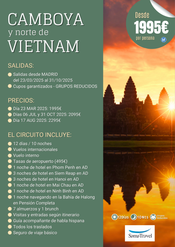 Camboya y Norte de Vietnam: Circuito 12 días (23FEB-31OCT) *Desde 1.995 € * [Cupos y precio garantizados]