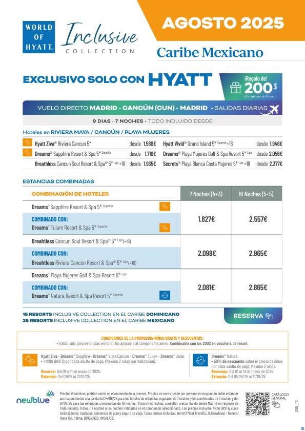 AGOSTO con Niños Gratis en el Caribe Mexicano. Combinados exclusivos solo con Hyatt