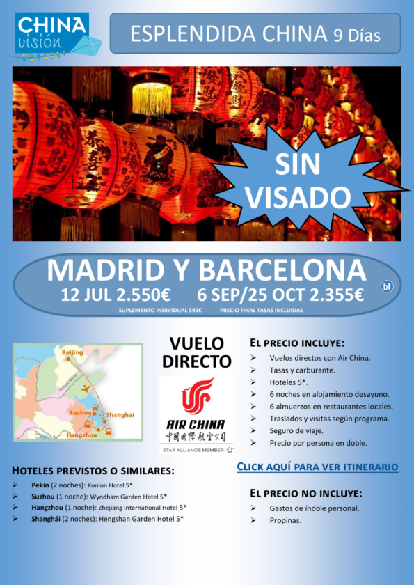 Esplendida China desde BCN y MAD