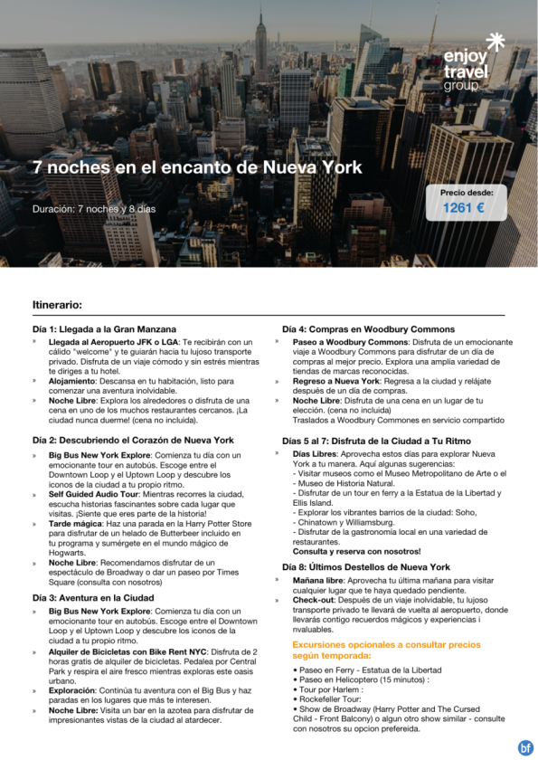 7 noches en el encanto de Nueva York desde 1,261 € 
