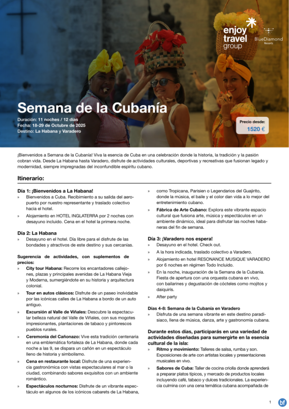 Semana de la Cubanía con vuelo incluido desde 1,520 € 