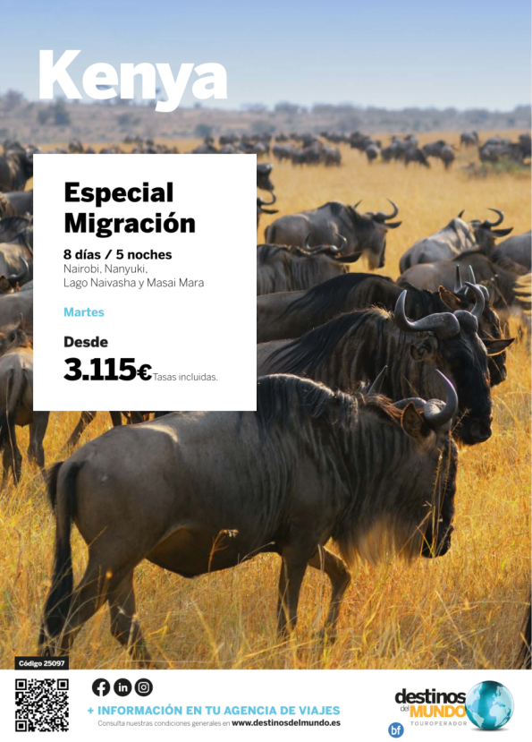 ???Kenya especial migración ???origen: Madrid y Barcelona 8 días / 5 noches salidas: martes desde 3.115 € 