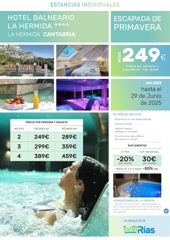 Escapada de Primavera Hoteles Balneario la Hermida (La Hermida - Cantabria).- Hoteles para Individuales