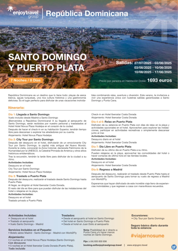 Puerto Plata, RD es mucho más que playa! Viaja con Enjoy este verano con vuelo incluido desde 1,693 € 