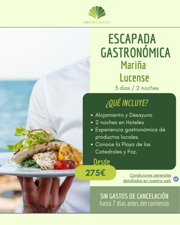 Escapada Gastronómica en Mariña Lucense. 3 días/2 noches en A+D en Hoteles. 275 € 