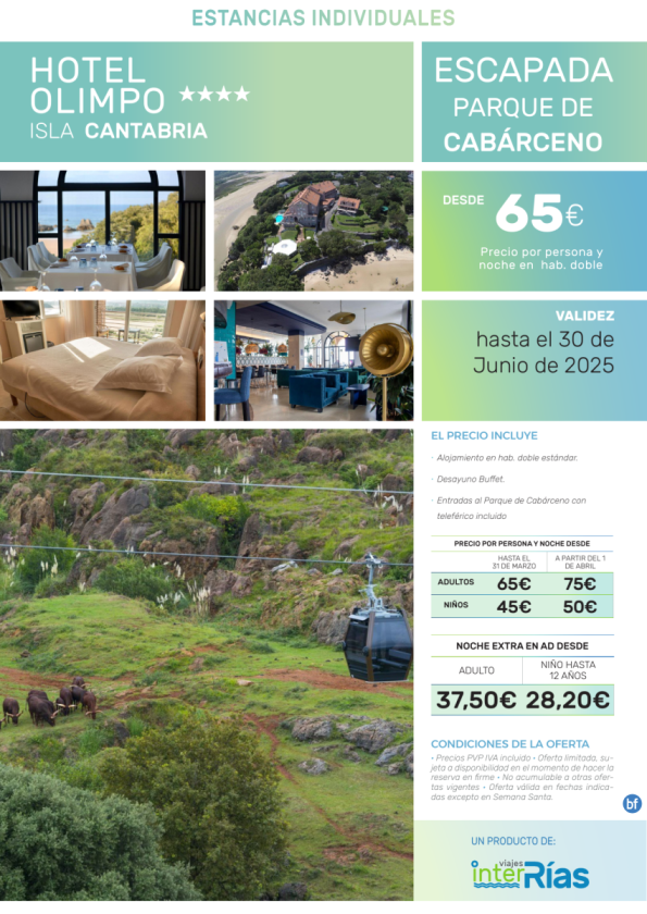 Escapada Parque de Cabárceno Hotel Olimpo 4* (Cantabria).- Paquetes turísticos para Individuales