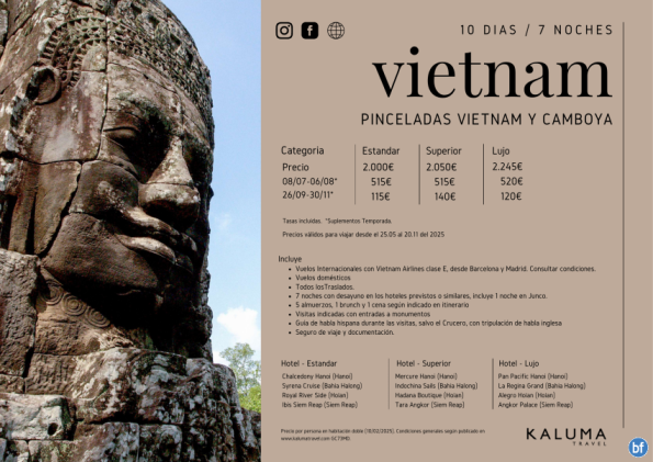 Pinceladas de Vietnam y Camboya 10 Días / 7 Noches - Salidas Garantizadas hasta Noviembre desde 2.000 € 