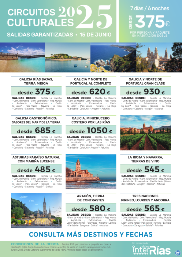 Resumen Circuitos Culturales-> Salidas 15 de Junio.- Viajes InterRías