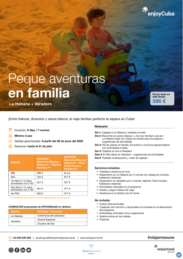 Peque aventuras  en familia La Habana y Varadero 8D/7N desde 596 € 