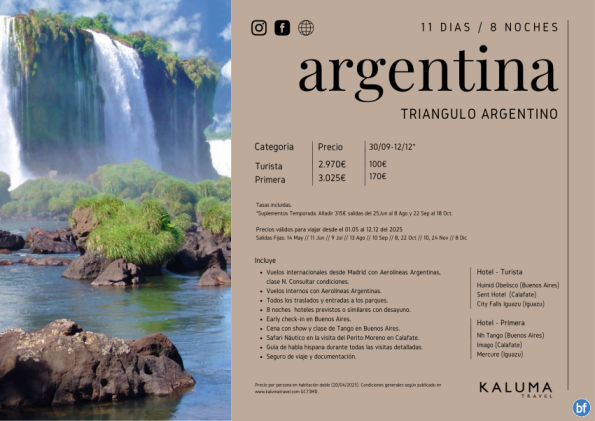 Triangulo Argentino 8 noches - Salidas con *Beneficios Especiales* hasta Diciembre desde 2.970 € 