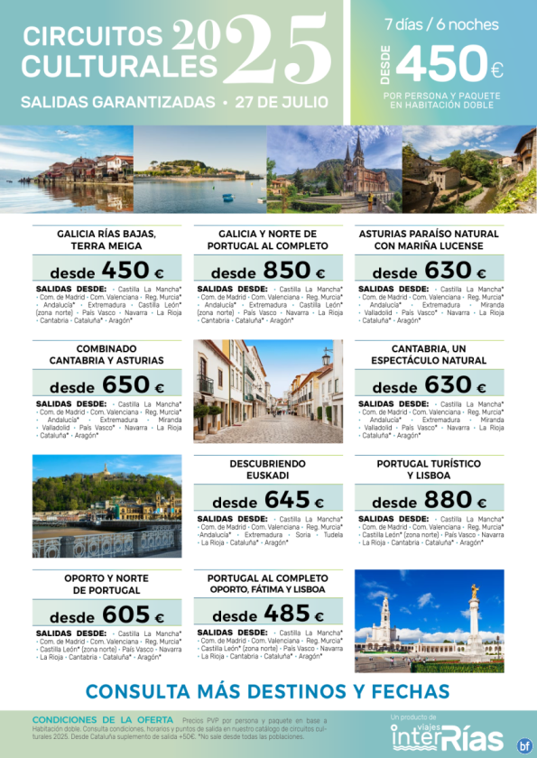Resumen Circuitos Culturales-> Salidas 27 de Julio.- Viajes InterRías