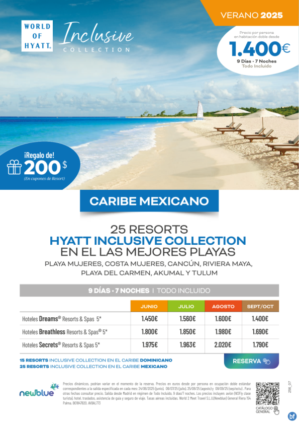Dreams, Secrets y Breathless. Elige la mejor opción para tus clientes. Precios de jun-oct. Las mejores playas