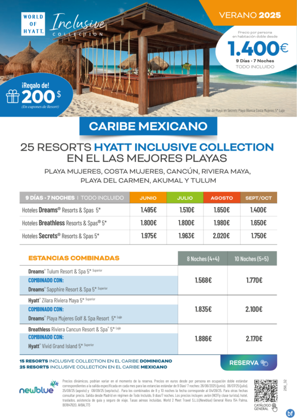 Precios junio a octubre - Caribe Mexicano Desde 1.400 € (9D/7N) + Estancias combinadas de 8 y 10 Noches