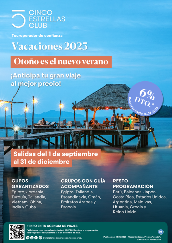 Rebajas de otoño! 6%dto, Anticipa tu gran viaje al mejor precio! Salidas del 1 septiembre al 31 diciembre