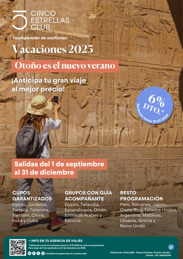 Rebajas de otoño! 6%dto, Anticipa tu gran viaje al mejor precio! Salidas del 1 septiembre al 31 diciembre