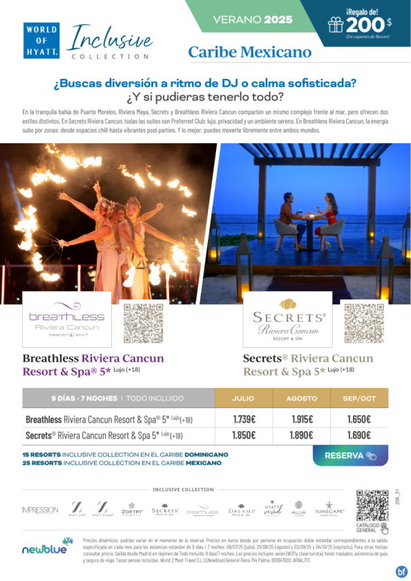 Riviera Maya -Breathless y Secrets con acceso cruzado - Diversión y calma en un mismo lugar - Desde 1.650 € 
