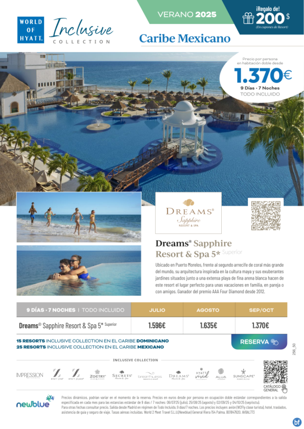 Car. MEX - Dreams Sapphire - Perfecto para familias, parejas y amigos en Puerto Morelos. Riv. Maya.Desde 1.370