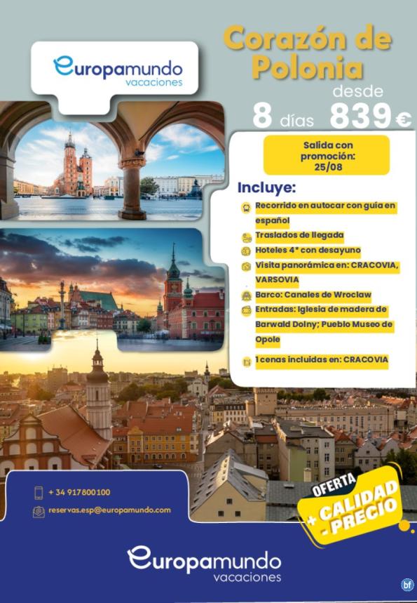 Oferta Last Minute. Corazón de Polonia