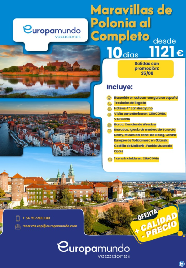 Oferta Last Minute. Maravillas de Polonia al Completo
