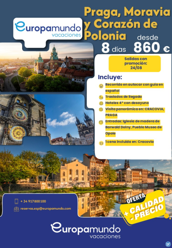 Oferta Last Minute. Praga, Moravia y Corazón de Polonia