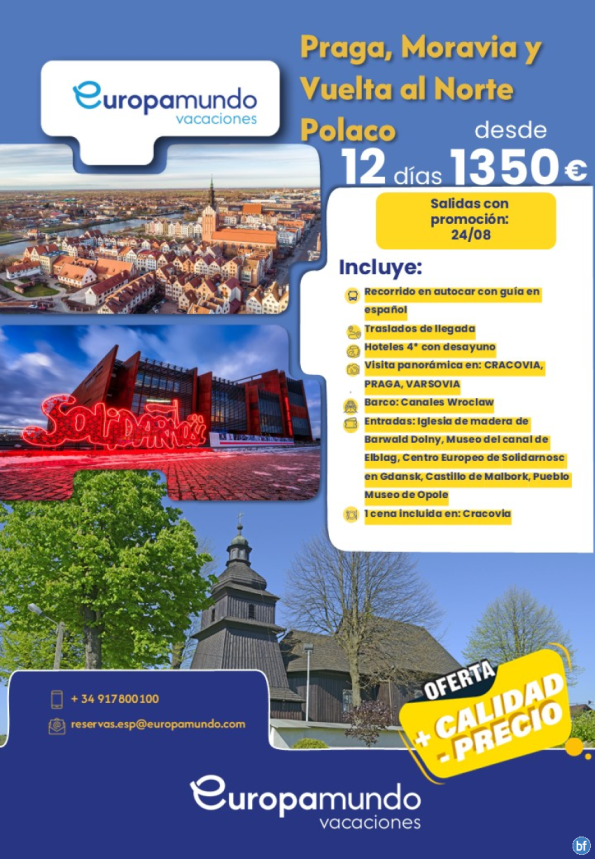 Oferta Last Minute. Praga, Moravia y Vuelta al Norte Polaco