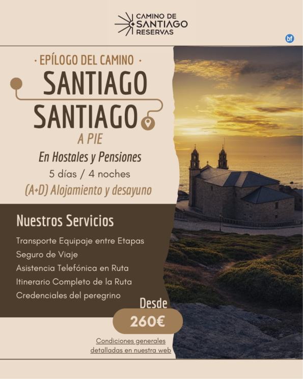 Epilogo del Camino. Santiago de Compostela - Muxia a Pie. Hostales y pensiones. 5 Días/4 Noches. 260 € / persona